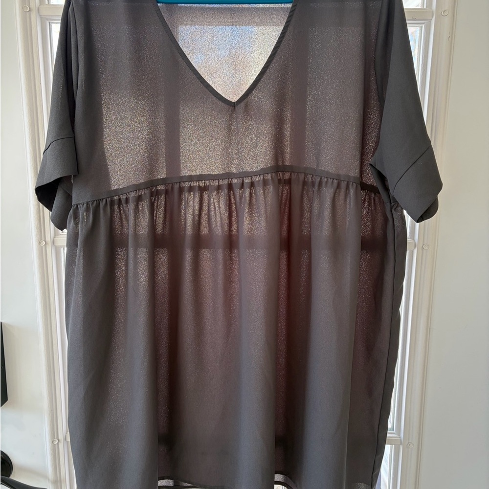 Zenana Outfitters Sheer Black Blouse